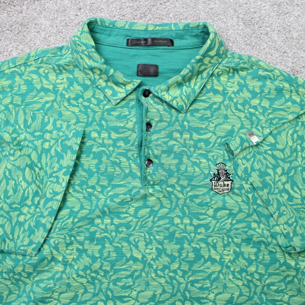 Nike Tiger Woods Polo Shirt Mens‎ Large Green Geometric Golf Cotton Short Sleeve